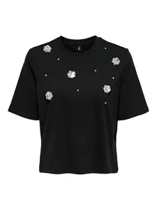 ONLY Tričko 'ONLSILVIA'  čierna / strieborná