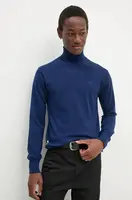 Vlněný svetr G-Star pánský, tmavomodrá barva, lehký, s golfem, D25177-D847