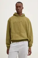 Bavlněná mikina Karl Kani pánská, zelená barva, s kapucí, s aplikací, 60210113