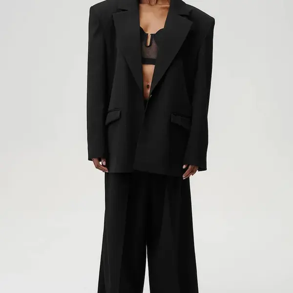 Vlněné kalhoty Undress Code Liberté Pants černá barva, široké, high waist, 763