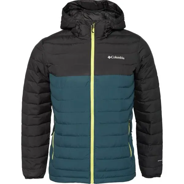 Columbia POWDER LITE II HOODED JACKET Pánská zimní bunda, tmavě zelená, velikost