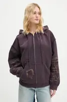 Bavlněná mikina MM6 Maison Margiela dámská, fialová barva, s kapucí, hladká, S62GU0130.M25004