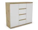 Široká komoda so 4 zásuvkami Carlos, dub artisan/biela, 120 cm%