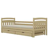 Posteľ Tosia s prístelkou + zásuvky 90x200 prírodná, nelakovaná