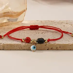 Bohemian Evil Eye Glass Charm Adjustable Bracelets