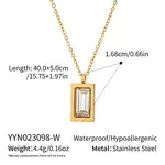 304 Stainless Steel Pave Cubic Zirconia Rectangle Pendant Necklaces for Women