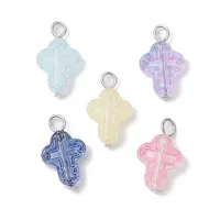 5Pcs Spray Paint Glass Pendants