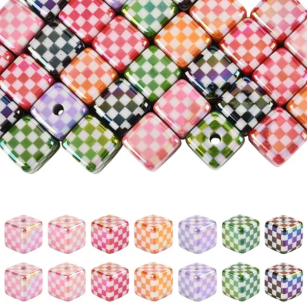 30Pcs UV Plating Opaque Acrylic Beads