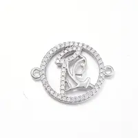 Brass Micro Pave Clear Cubic Zirconia Links connectors