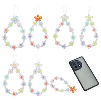 6Pcs 6 Styles Colorful Flower Resin Beaded Chain Mobile Straps
