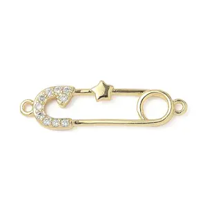 Brass Micro Pave Cubic Zirconia Connector Charms