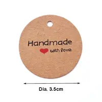 100Pcs Round Kraft Paper Gift Tags with Word Handmade