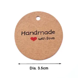 100Pcs Round Kraft Paper Gift Tags with Word Handmade