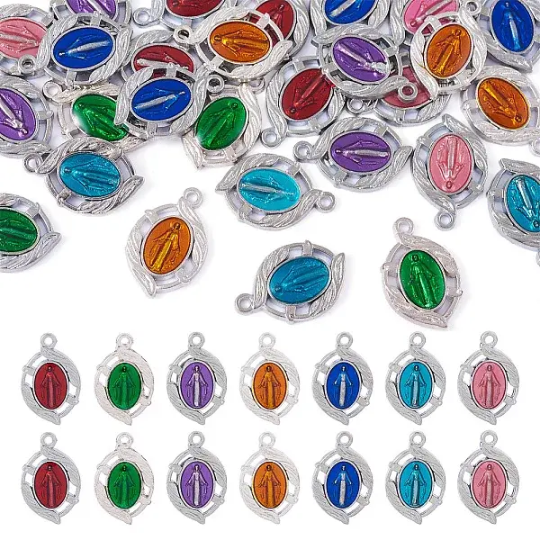 28Pcs 7 Colors  Platinum Plated Alloy Enamel Pendants