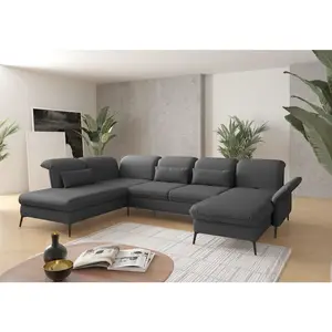 Sit & More SEDACÍ SOUPRAVA, textil, tmavě šedá