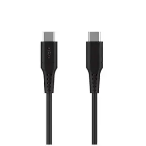 Krátký nabíjecí a datový Liquid silicone kabel FIXED s konektory USB-C/USB-C a podporou PD, 0.3m, USB 2.0, 60W, černá