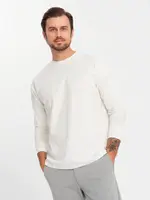 Ombre Men's cotton LOOSE FIT longsleeve with round neckline - cream