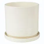 Kvetináč Cylinder Rille 15 cm krémová + podmiska