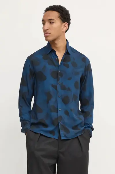 Košile HUGO pánská, tmavomodrá barva, regular, s klasickým límcem, 50534247