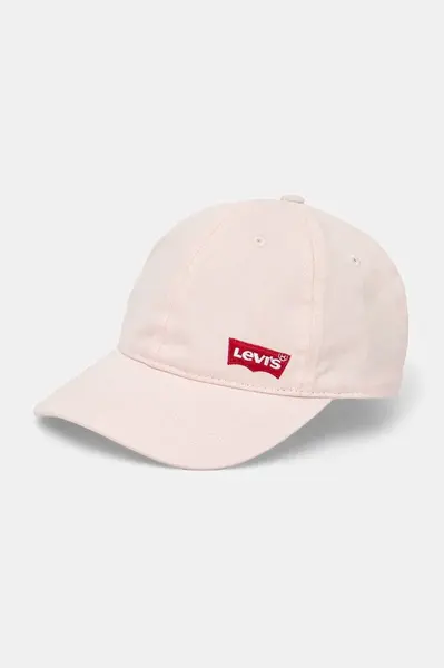 Dětská bavlněná kšiltovka Levi's LAN RICHMOND BATWING CURVE BRI růžová barva, s aplikací