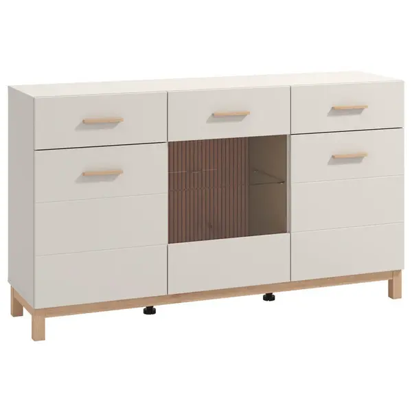 Hom`in ŠIROKÁ KOMODA, kašmírová, dub artisan, 154/41,5/89 cm