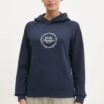 Mikina Helly Hansen dámská, tmavomodrá barva, s kapucí, s aplikací, 54239