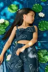 Tinycottons Detský džínsový top Tinycottons BIG SWANS DENIM BOW TOP