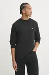Bavlněné tričko s dlouhým rukávem Volcom černá barva, A3632406