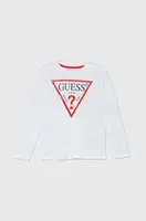 Dětská bavlněná košile s dlouhým rukávem Guess bílá barva, s potiskem, L84I29 K8HM0