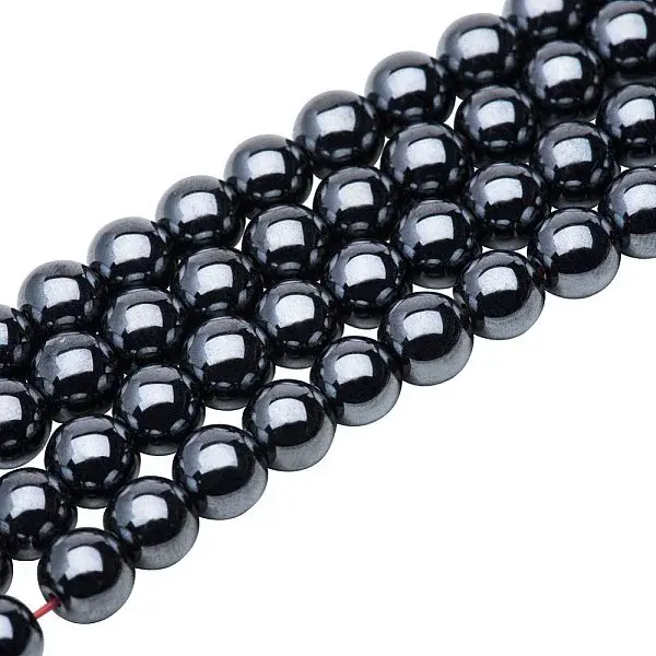 Round Non-magnetic Synthetic Hematite Beads Strands