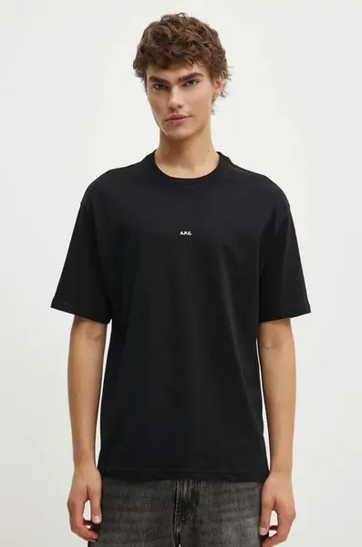 Bavlněné tričko A.P.C. t-shirt boxy micro logo GOTS