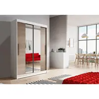 Šatní skříň  Neomi 01 Barva korpusu: Bílá Mat, Rozměry: 120 cm, Dveře: Dub sonoma / zrcadlo