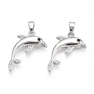 Brass Micro Pave Cubic Zirconia Pendants