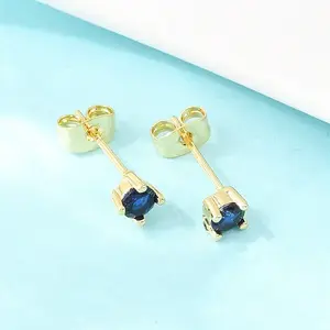 Brass Micro Pave Cubic Zirconia Stud Earrings