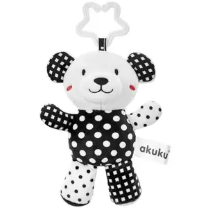 AKUKU MEDVÍDEK Plyšová hračka s chrastítkem, bílá, velikost