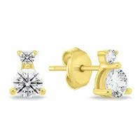 Brilio Silver Minimalistické pozlacené náušnice se zirkony EA1175Y