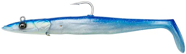 Savage gear gumová nástraha sandeel v2 sinking blue pearl silver 2+1 - 15,5 cm 46 g