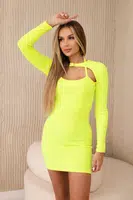 Fitted dress - ribbed yellow neon