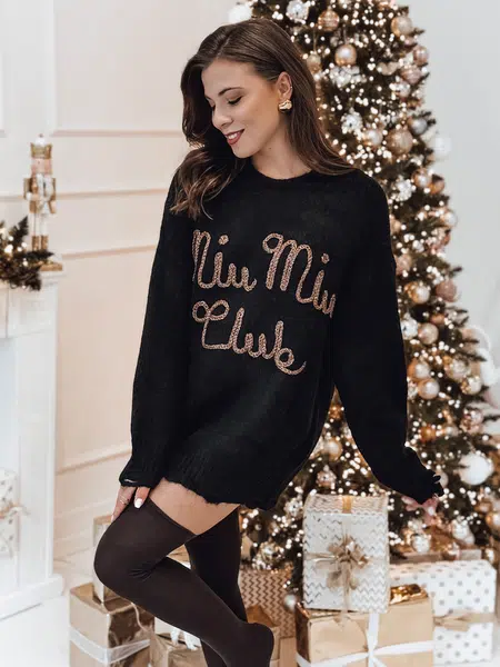 Sweter damski one size MIU MIU z napsiem czarny Dstreet