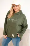 Dámska plus size mikina s potlačou khaki