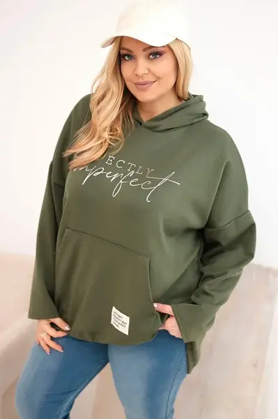Dámska plus size mikina s potlačou khaki