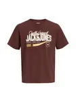JACK & JONES Tričko  čokoládová / karí / biela