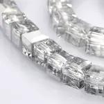 Half Plated Clear Glass Faceted Cube Beads Strands