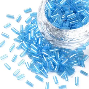 Transparent Colours Luster Glass Bugle Beads