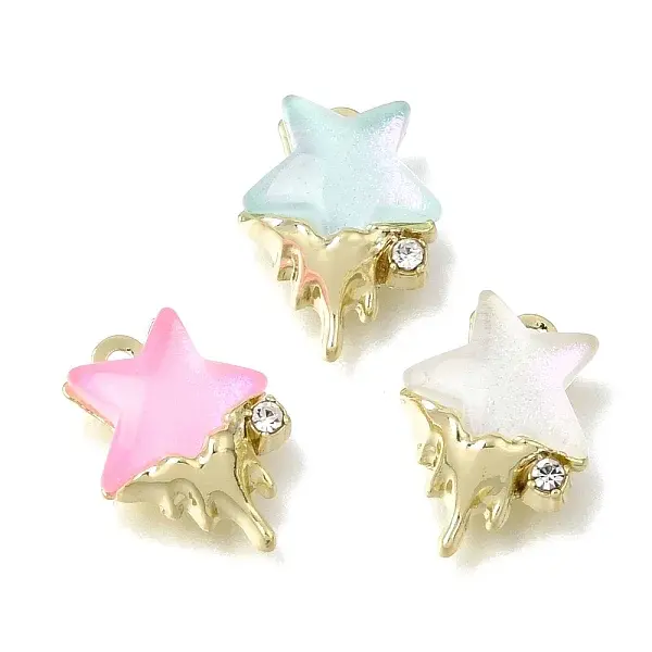 Y2K Style Brass & Resin & Rhinestone Pendants