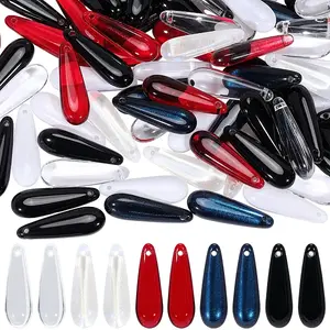100Pcs 5 Colors Baking Paint Transparent Glass Pendants