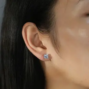 925 Sterling Silver Micro Pave Clear Cubic Zirconia Stud Earrings