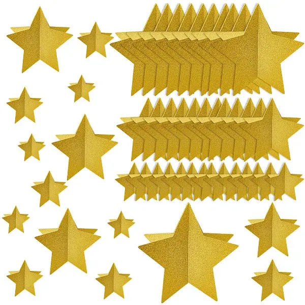 3D Star Paper Glitter Powder Display Decorations