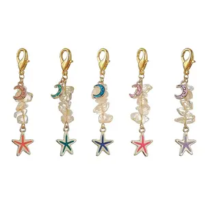 Starfish & Moon Alloy Enamel Pendants Decoraiton