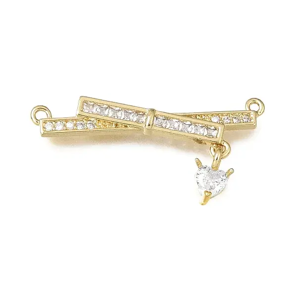 Brass Micro Pave Clear Cubic Zirconia Connector Charms